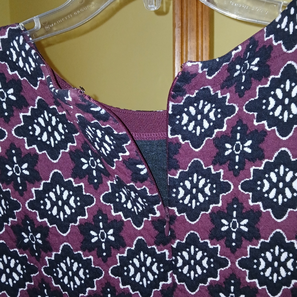 LOFT Geometric Print Mini Dress Purple Blue Size Petite Medium - Picture 5 of 6